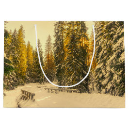 Schneebedeckte Pinienwälder Foto Große Geschenktüte