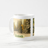 Schneebedeckte Pinienwälder Foto Kaffeetasse (Vorderseite Links)