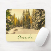 Schneebedeckte Pinienwälder Foto Mousepad (Mit Mouse)
