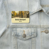 Schneebedeckte Pinienwälder Foto Namensschild (Beispiel)