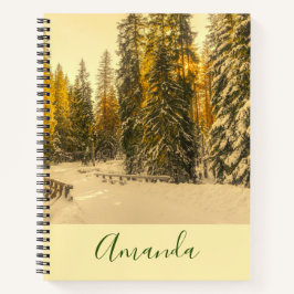 Schneebedeckte Pinienwälder Foto Notizblock