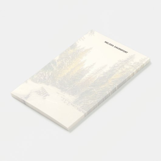 Schneebedeckte Pinienwälder Foto Post-it Klebezettel (angewinkelt)