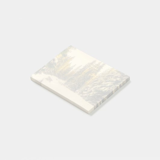 Schneebedeckte Pinienwälder Foto Post-it Klebezettel (angewinkelt)