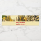Schneebedeckte Pinienwälder Foto Weihnachten Wasserflaschenetikett (Einzelnes Label)