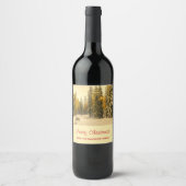 Schneebedeckte Pinienwälder Foto Weihnachten Weinetikett (Vorderseite)