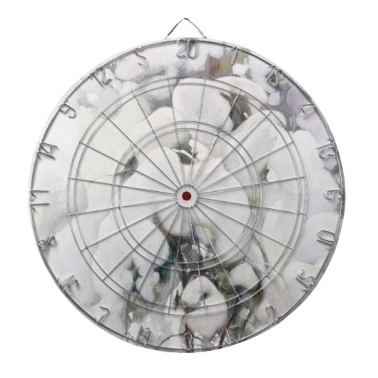 Schneebedeckte Pinienwälder (von Pekka Halonen) Dartscheibe (vorne)