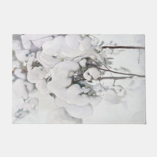 Schneebedeckte Pinienwälder (von Pekka Halonen) Fußmatte (Vorderseite)