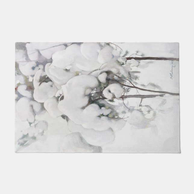 Schneebedeckte Pinienwälder (von Pekka Halonen) Fußmatte (Vorderseite)