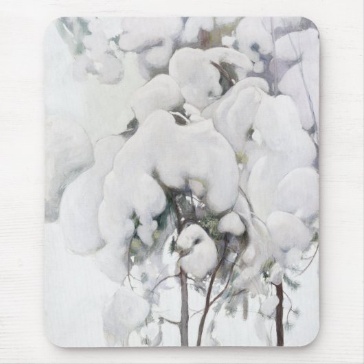 Schneebedeckte Pinienwälder (von Pekka Halonen) Mousepad (Vorne)