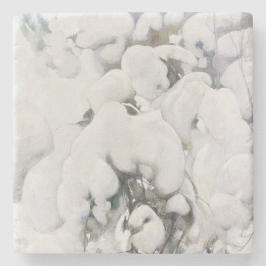 Schneebedeckte Pinienwälder (von Pekka Halonen) Steinuntersetzer (Vorderseite)