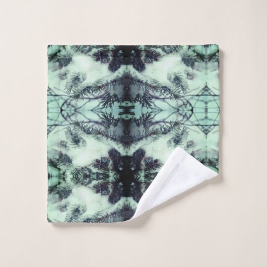 Schneebedeckte Pinienwälder Winterlandschaft Abstr Badhandtuch Set (Waschlappen)