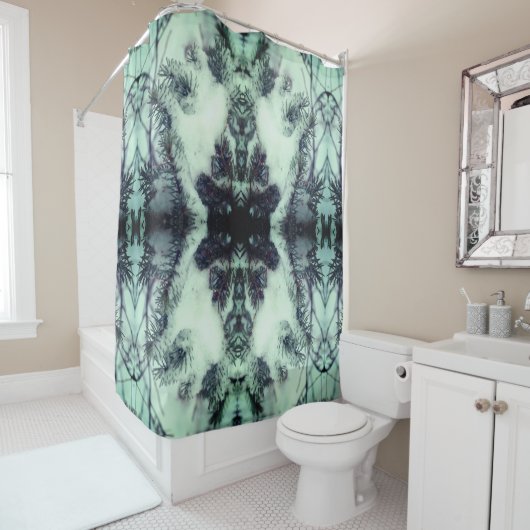 Schneebedeckte Pinienwälder Winterlandschaft Abstr Duschvorhang (Beispiel)