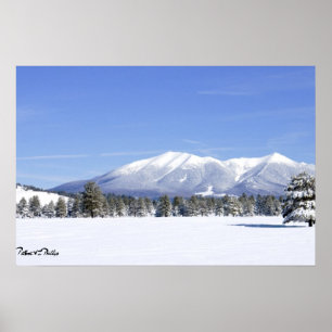 Schneebedeckte Prärie und San Francisco Peaks Ariz Poster