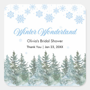 Schneebedeckte Schneeflocken Winter Wonderland Bra Quadratischer Aufkleber