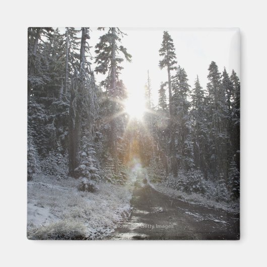 Schneebedeckte Straße in die Sonne Magnet (Vorne)