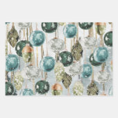 Schneebedeckte Vintage Glattlederdekorationen Geschenkpapier Set (Vorderseite 3)