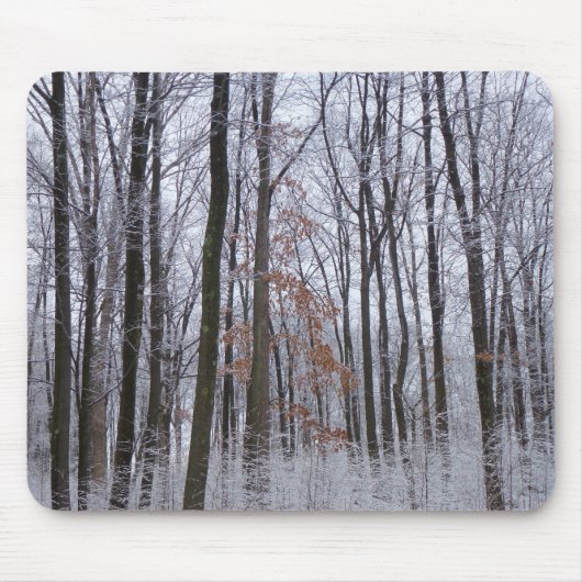 Schneebedeckte Wälder Winterlandschaft Fotografie Mousepad (Vorne)