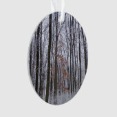 Schneebedeckte Wälder Winterlandschaft Fotografie Ornament (Vorderseite)