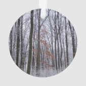 Schneebedeckte Wälder Winterlandschaft Fotografie Ornament (Rückseite)