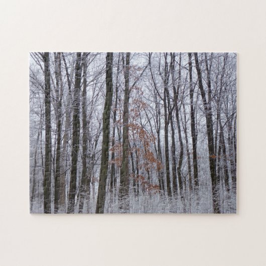 Schneebedeckte Wälder Winterlandschaft Fotografie Puzzle (Horizontal)