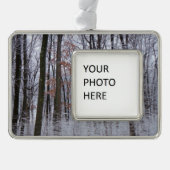 Schneebedeckte Wälder Winterlandschaft Fotografie Rahmen-Ornament Silber (Vorderseite)