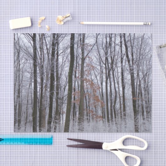 Schneebedeckte Wälder Winterlandschaft Fotografie Seidenpapier (Handwerk)