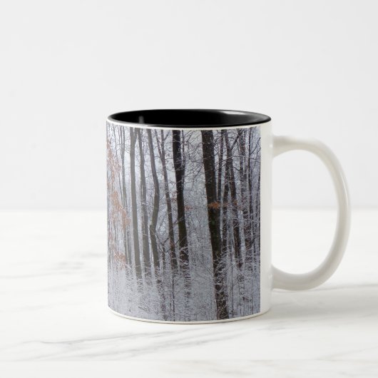 Schneebedeckte Wälder Winterlandschaft Fotografie Zweifarbige Tasse (Rechts)