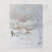 Schneebedeckte Wasserfarbenlandschaft New Yorks Postkarte (Vorderseite)