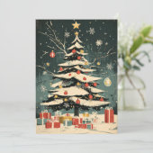 Schneebedeckte Weihnachtsbaumdekorationen Geschenk Feiertagskarte (Stehend Vorderseite)