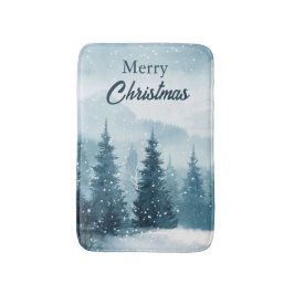 Schneebedeckte Weihnachtsbäume Badematte