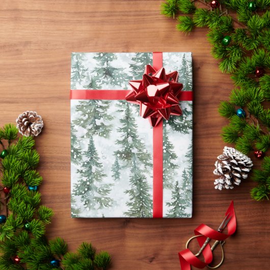 Schneebedeckte Weihnachtsbäume Geschenkpapier (Feiertagsgeschenk)