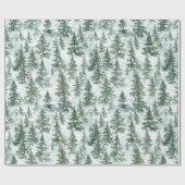 Schneebedeckte Weihnachtsbäume Geschenkpapier (Flach)