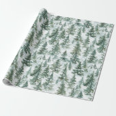 Schneebedeckte Weihnachtsbäume Geschenkpapier (Ungerollt)