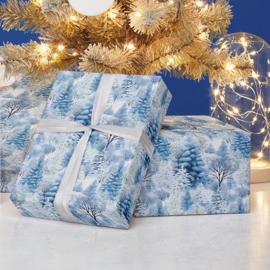 Schneebedeckte Weihnachtsbäume Geschenkpapier (Feiertage)
