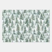 Schneebedeckte Weihnachtsbäume Geschenkpapier Set (Vorderseite)