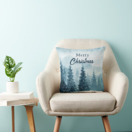 Schneebedeckte Weihnachtsbäume Kissen