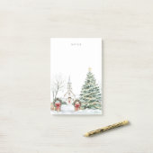 Schneebedeckte Weihnachtskapelle Holiday Landschaf Post-it Klebezettel (Auf Schreibtisch)