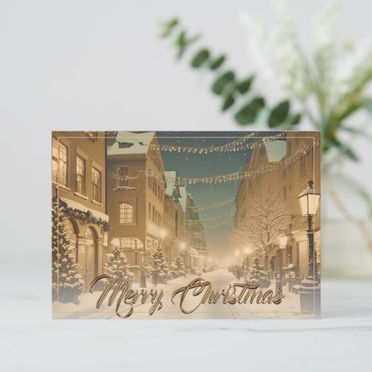 Schneebedeckte Weihnachtsstraßen in der Innenstadt (Stehend Vorderseite)