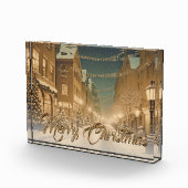 Schneebedeckte Weihnachtsstraßen in der Innenstadt Fotoblock (Rechts)