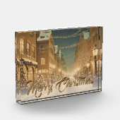 Schneebedeckte Weihnachtsstraßen in der Innenstadt Fotoblock (Links)