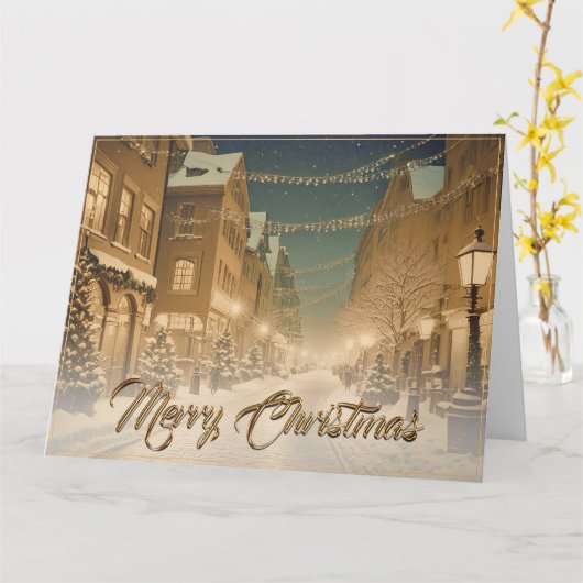 Schneebedeckte Weihnachtsstraßen in der Innenstadt Karte (Gelbe Blume)