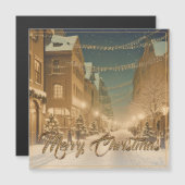 Schneebedeckte Weihnachtsstraßen in der Innenstadt Magnetkarte (Vorne/Hinten)