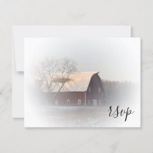 Schneebedeckte Winterlandschaft Hochzeit UAWG RSVP Karte