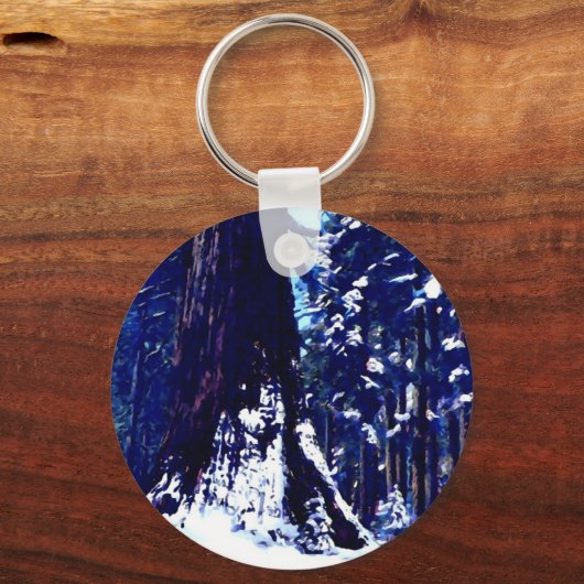 Schneebedeckter Baum Schlüsselanhänger (Vorderseite)