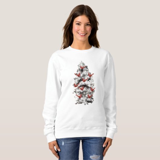 Schneebedeckter Baum und Kardinäle Sweatshirt (Vorne ganz)