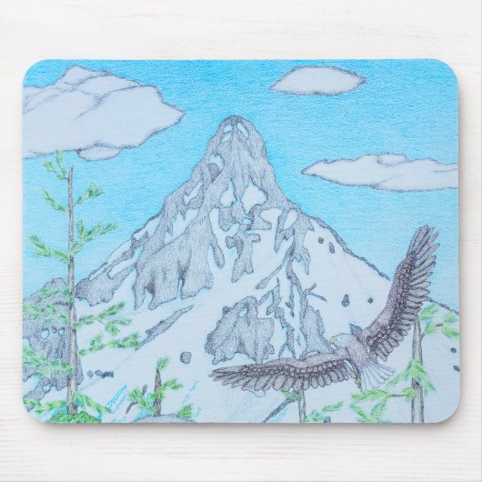 Schneebedeckter Berg & Adler Mousepad (Vorne)