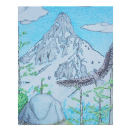 Schneebedeckter Berg & Adler Poster