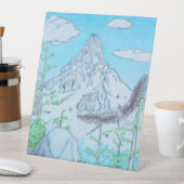 Schneebedeckter Berg & Adler Sockelschild (In Situ)