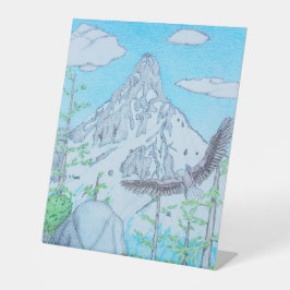 Schneebedeckter Berg & Adler Sockelschild