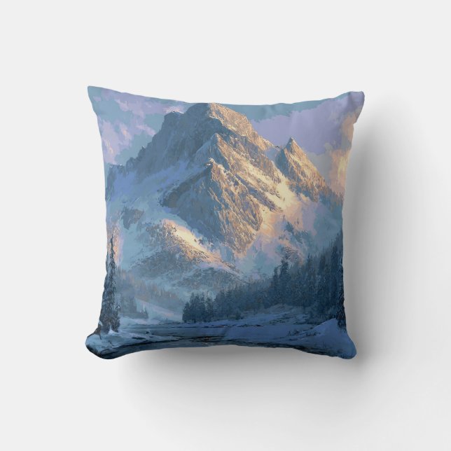 Schneebedeckter Berg Kissen (Vorderseite)
